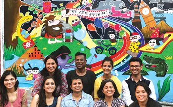 DK sponsored and created a wall mural at the Delhi Public Library in Sarojini Nagar.