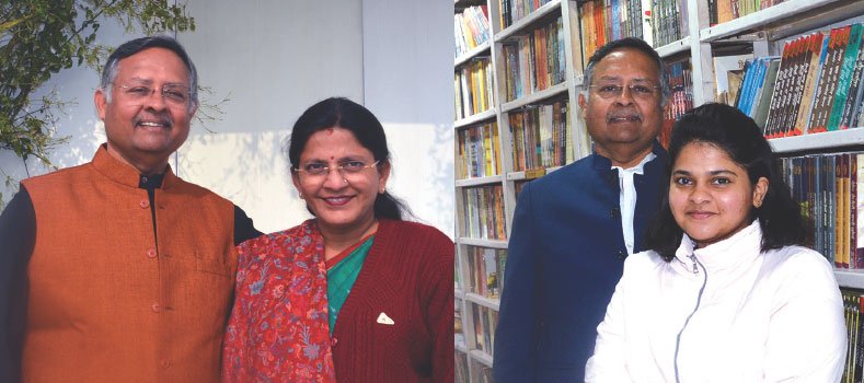 With wife Ameeta Maheshwari and daughter Damini Maheshwari